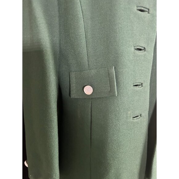 Vintage Flemington Furs 60s Green Wool Mod Dress Suit Fur Collar Classy Classic - Picture 7 of 16